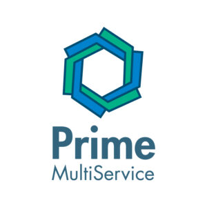 logo de prime multiservice es un símbolo con varias líneas que forman una especie de corona entrelazada