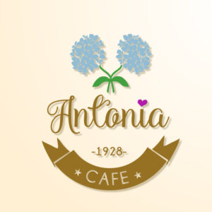 logo de Antonia café desde 1928, son dos hortensias cruzadas