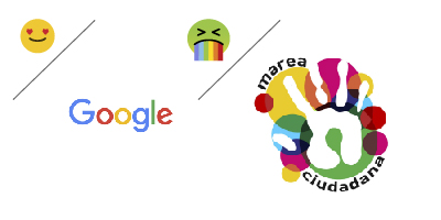 Comparativa entre Logo de Google y otro que es una mezcla de colores