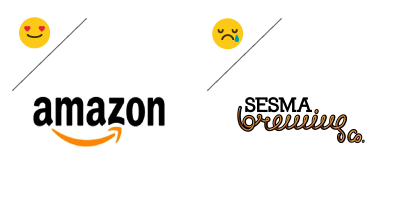 Logo de Amazon y otro de Sesma Brewing co